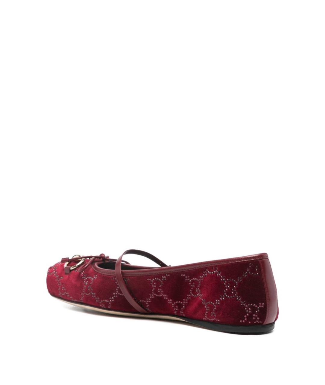 GUCCI Бордовые текстильные балетки, фото 2