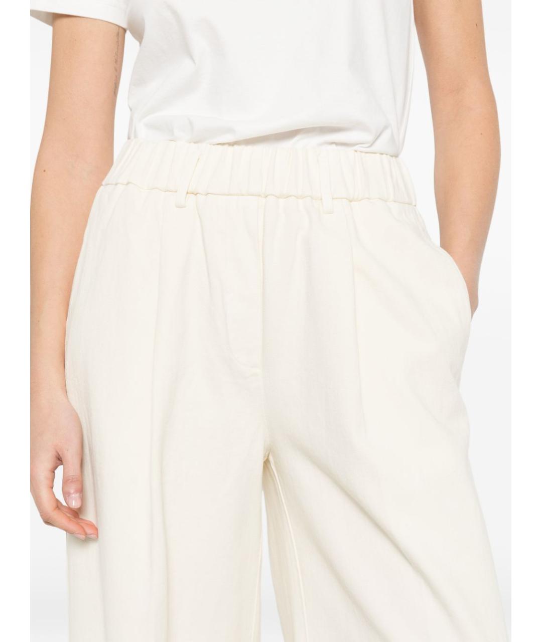 FORTE FORTE Белые хлопковые прямые брюки, фото 3