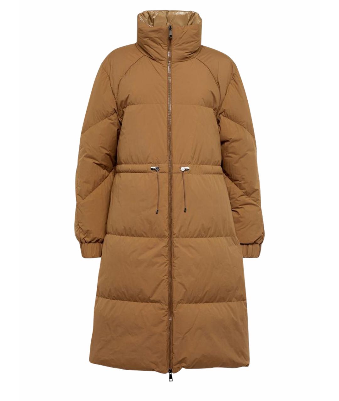 MONCLER Коричневый полиамидовый пуховик, фото 1