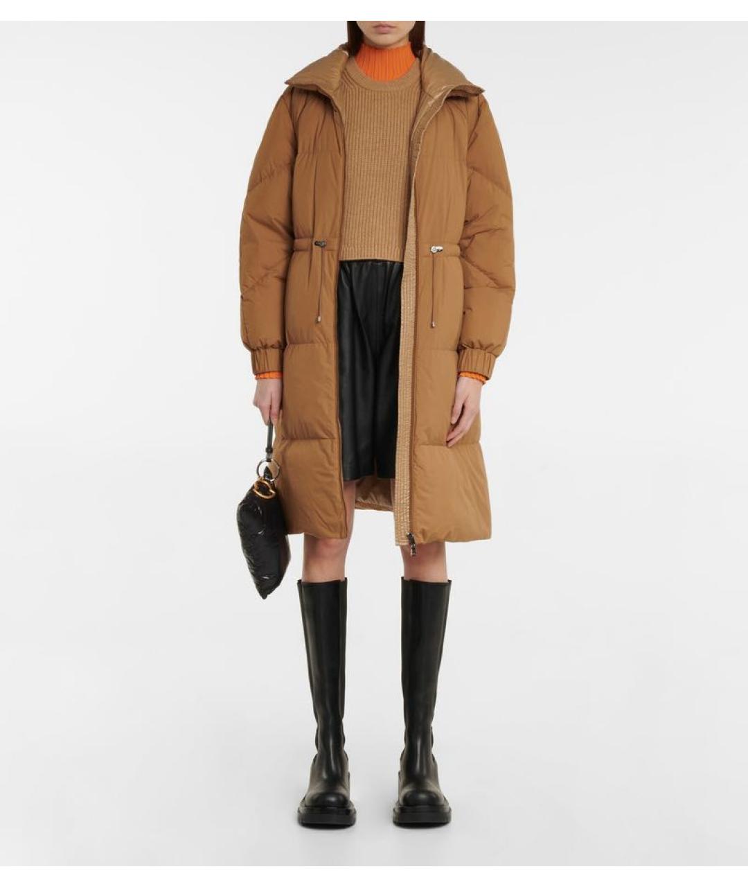 MONCLER Коричневый полиамидовый пуховик, фото 4
