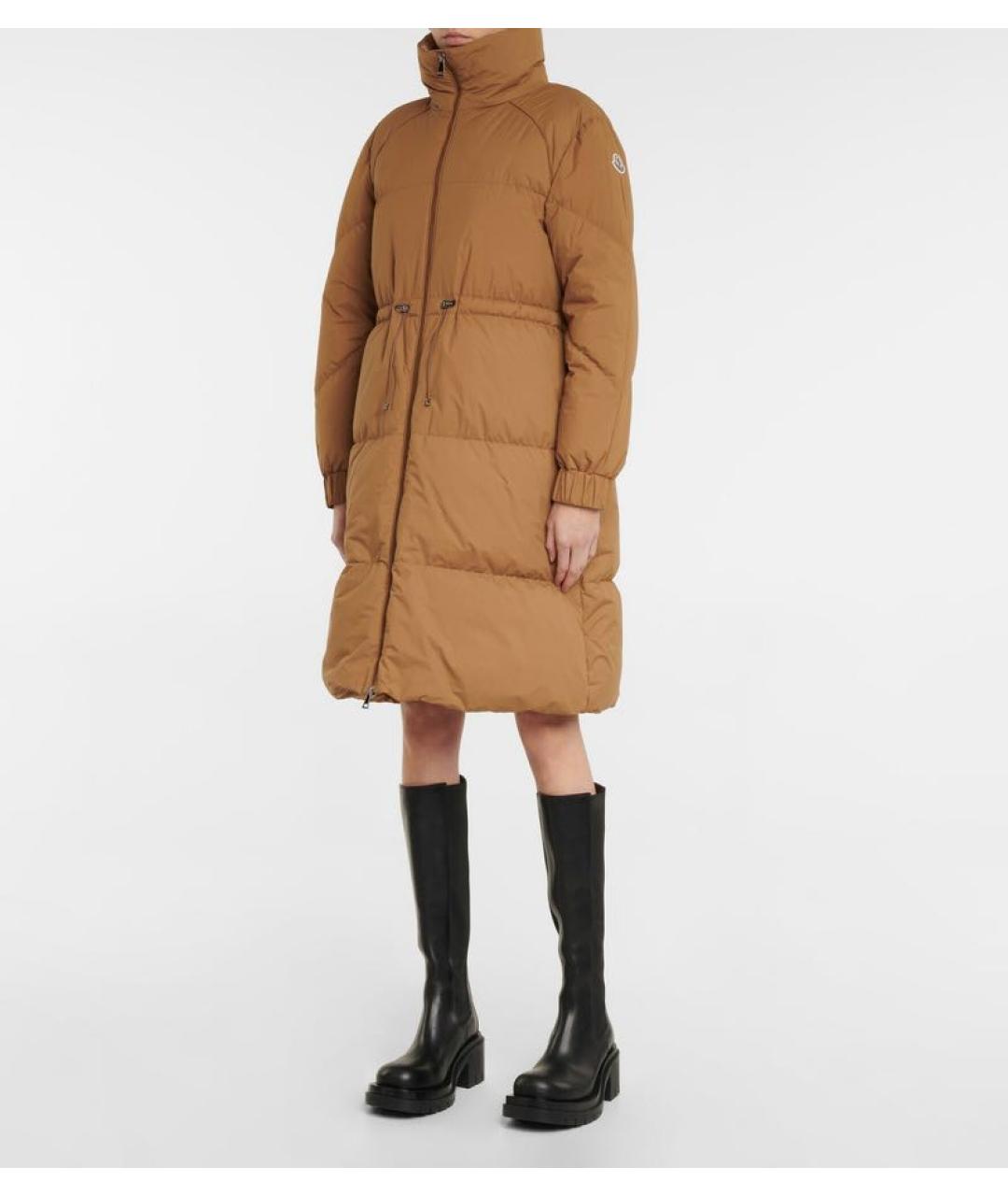 MONCLER Коричневый полиамидовый пуховик, фото 6