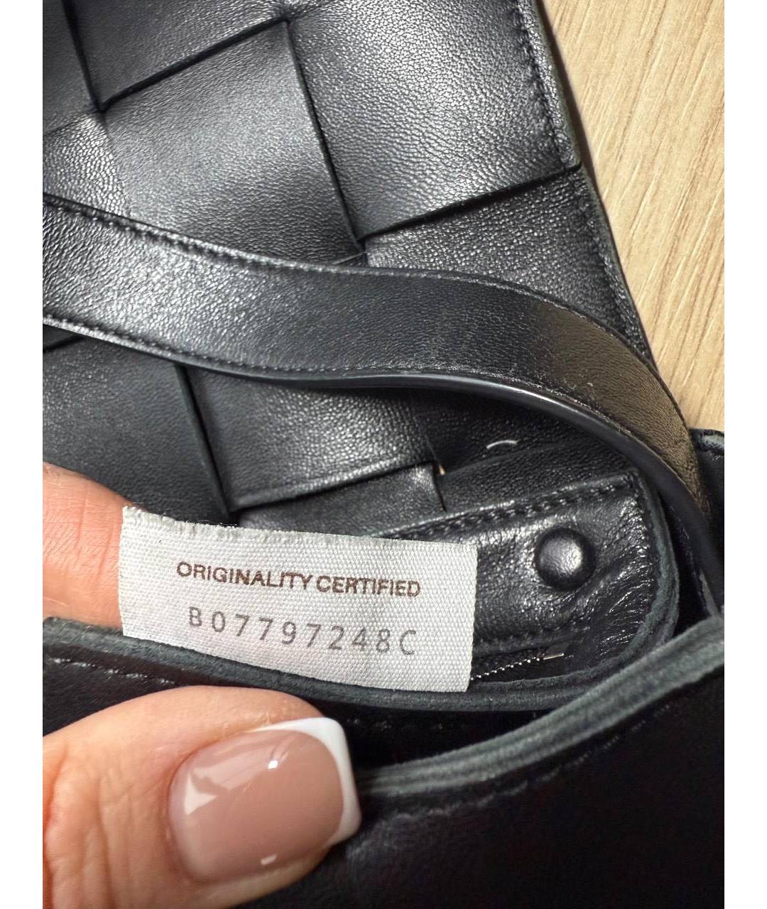 BOTTEGA VENETA Черная кожаная сумка через плечо, фото 6