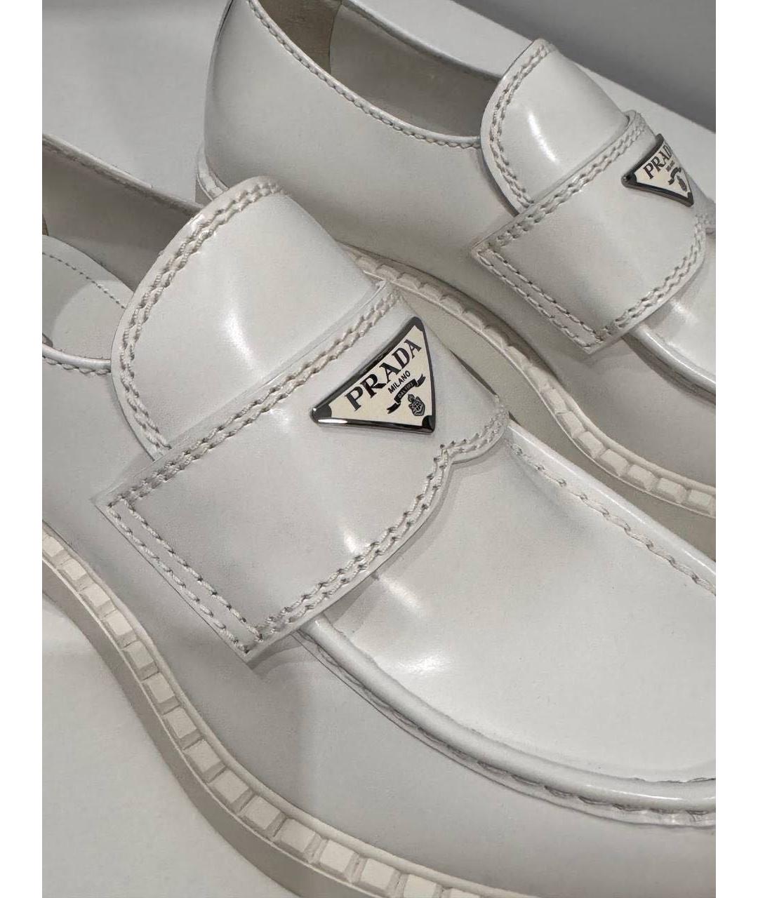 PRADA Белые кожаные лоферы, фото 3
