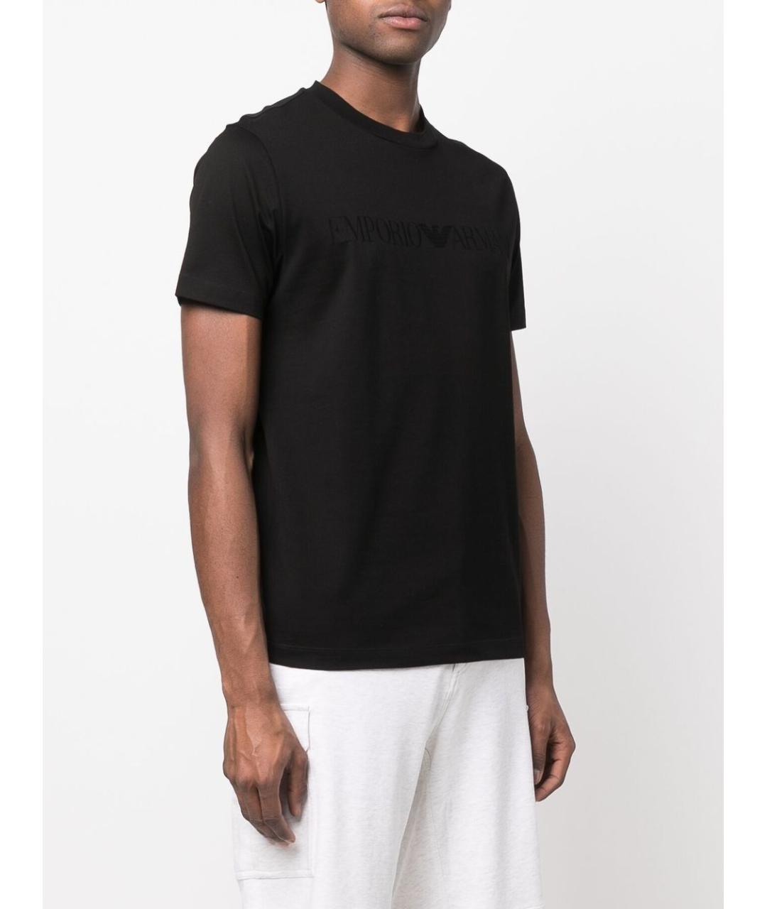 EMPORIO ARMANI Черная хлопковая футболка, фото 4