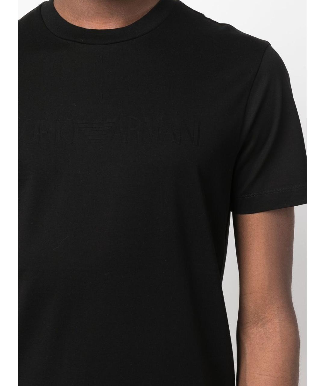 EMPORIO ARMANI Черная хлопковая футболка, фото 5
