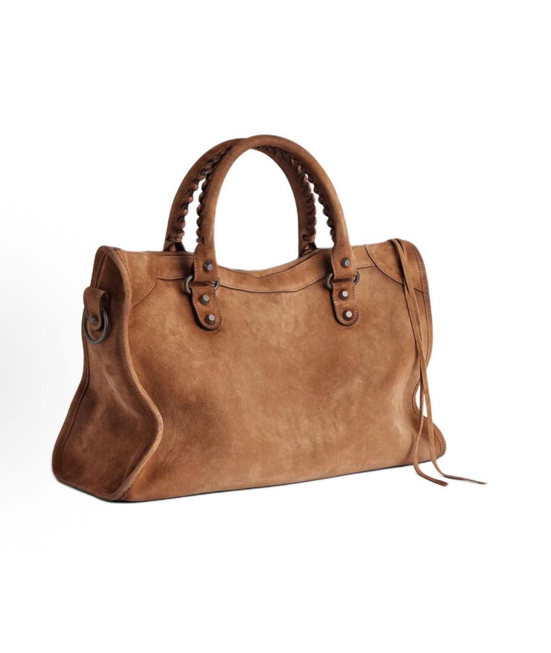 BALENCIAGA Коричневая замшевая сумка тоут, фото 3