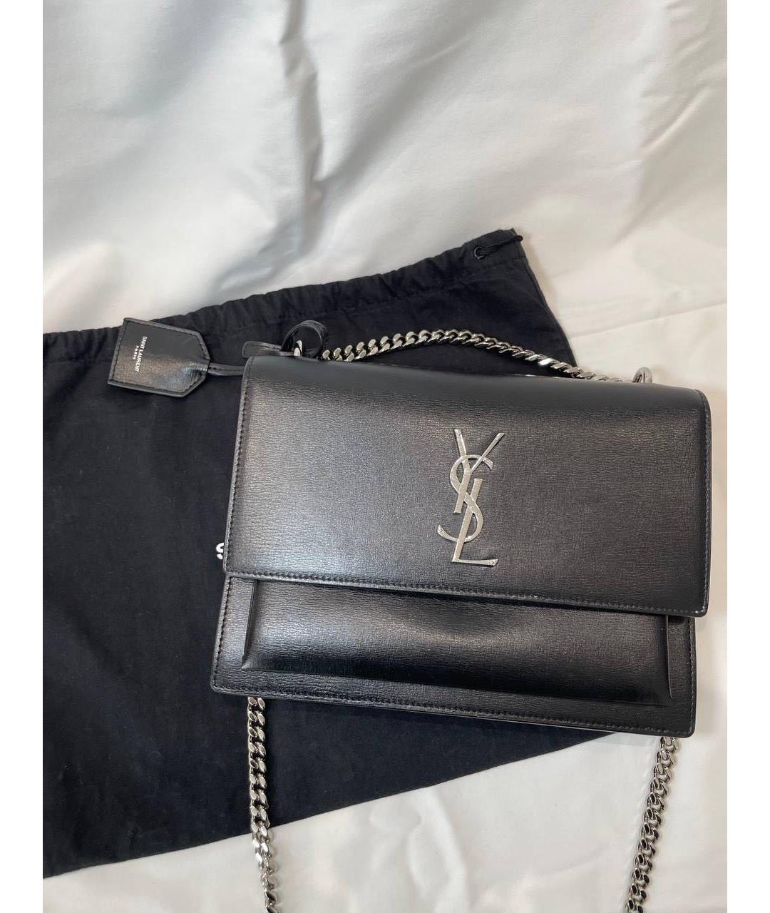 SAINT LAURENT Черная кожаная сумка через плечо, фото 4