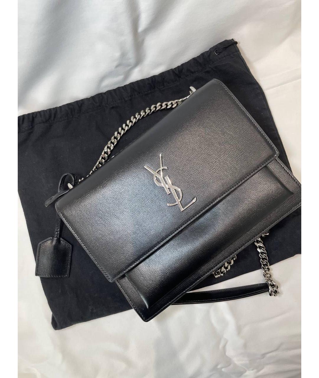 SAINT LAURENT Черная кожаная сумка через плечо, фото 3