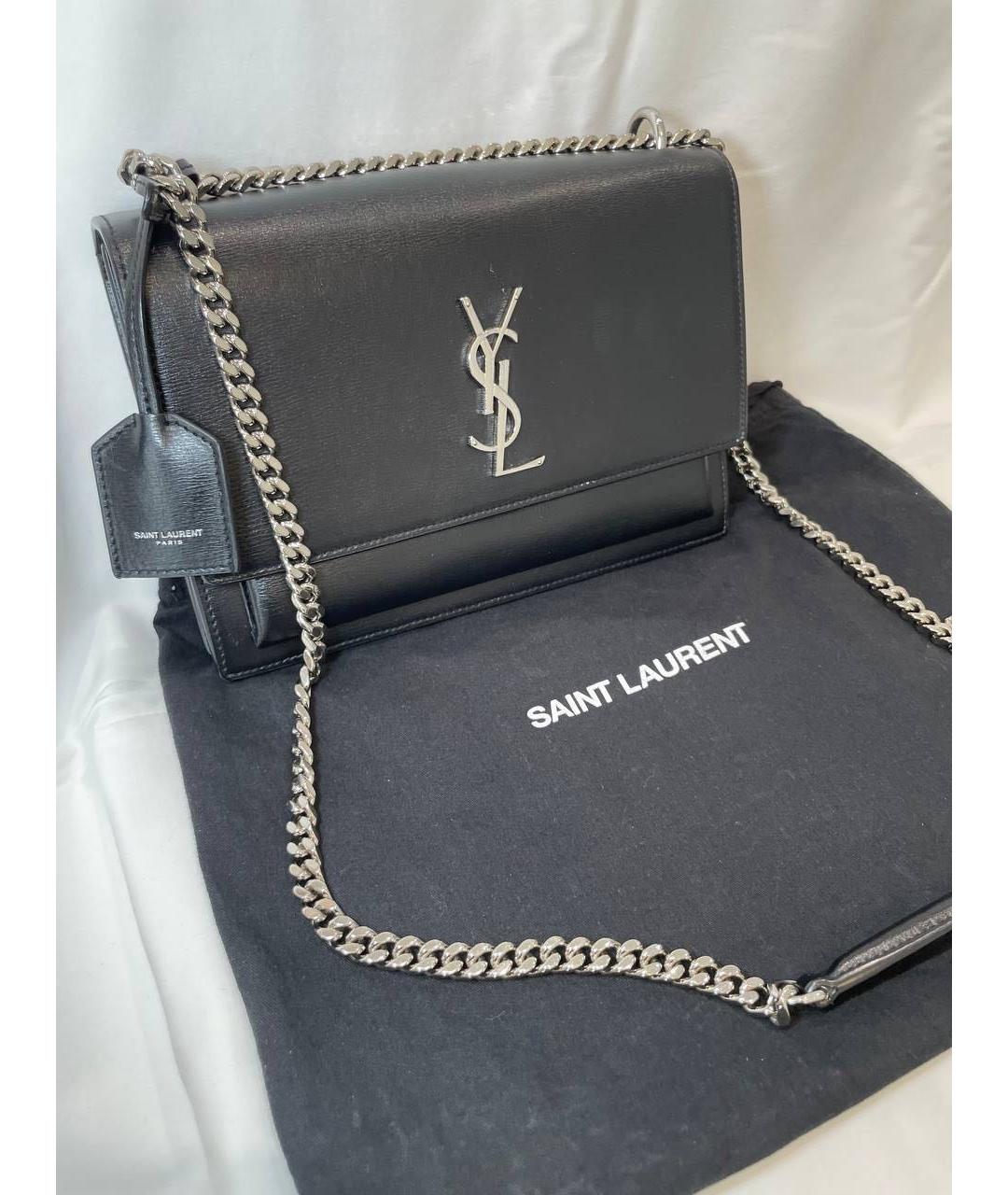 SAINT LAURENT Черная кожаная сумка через плечо, фото 2