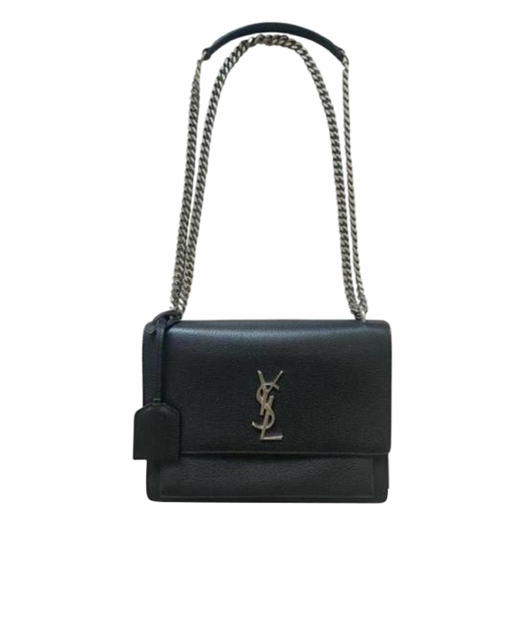 SAINT LAURENT Черная кожаная сумка через плечо, фото 1