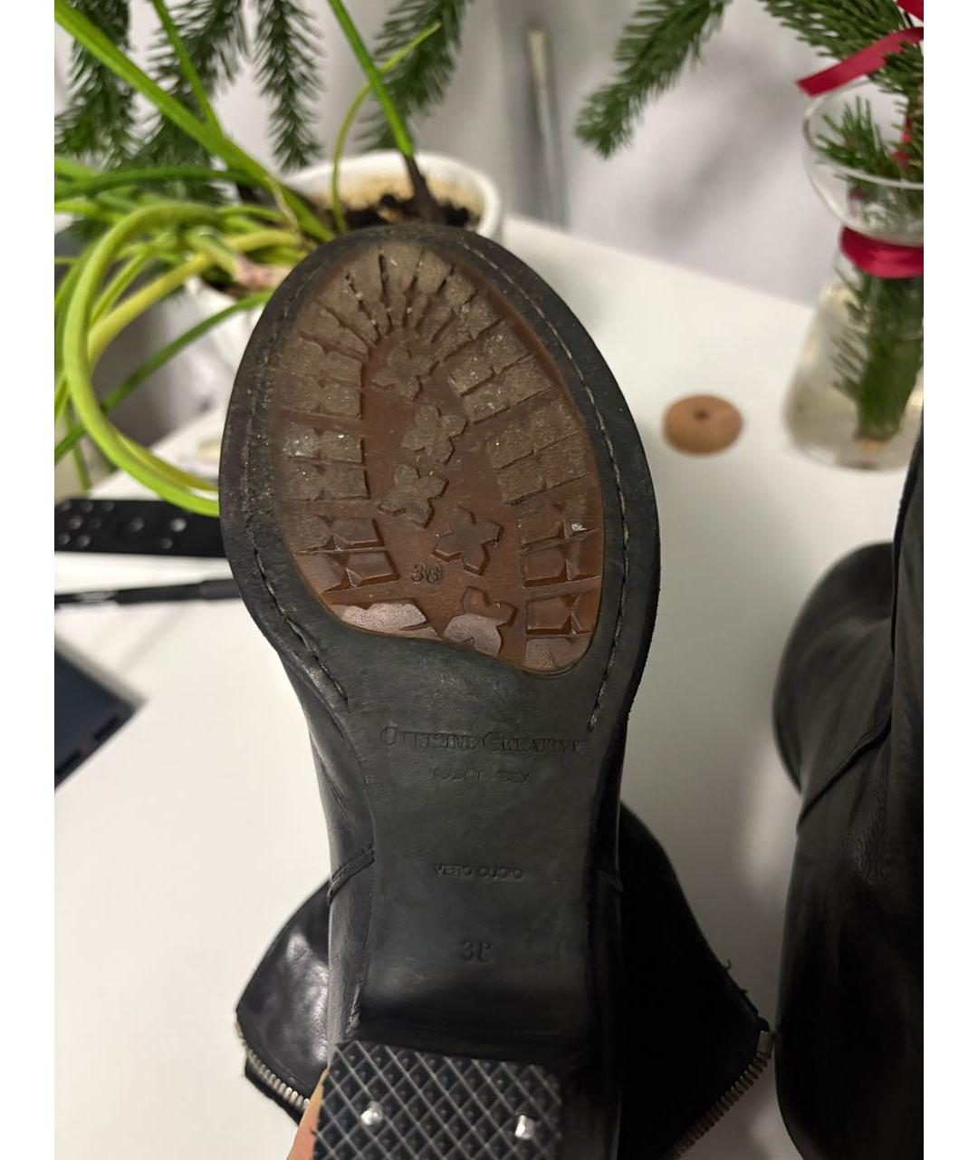 OFFICINE CREATIVE Черные кожаные ботильоны, фото 6