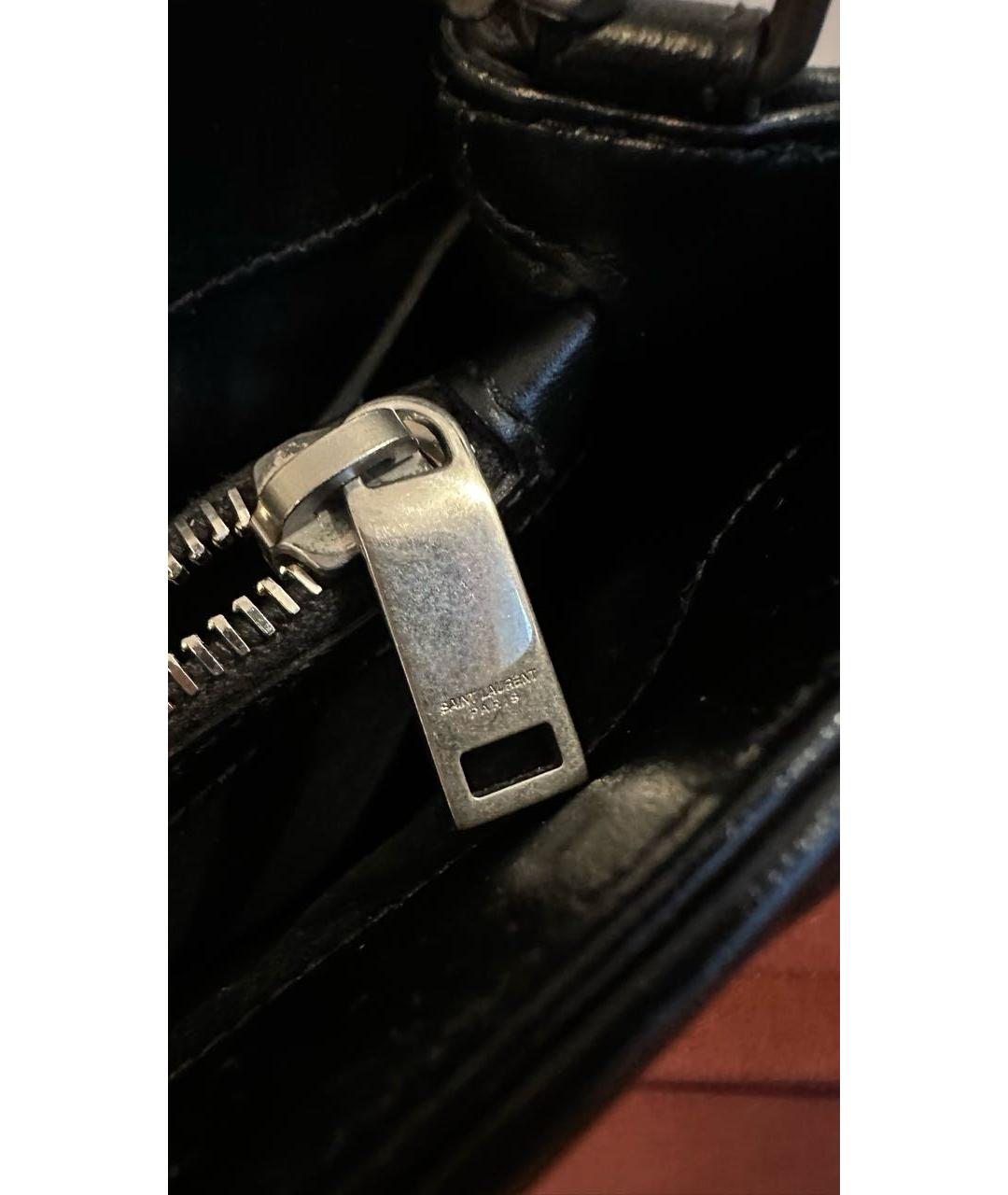 SAINT LAURENT Черная кожаная сумка через плечо, фото 6