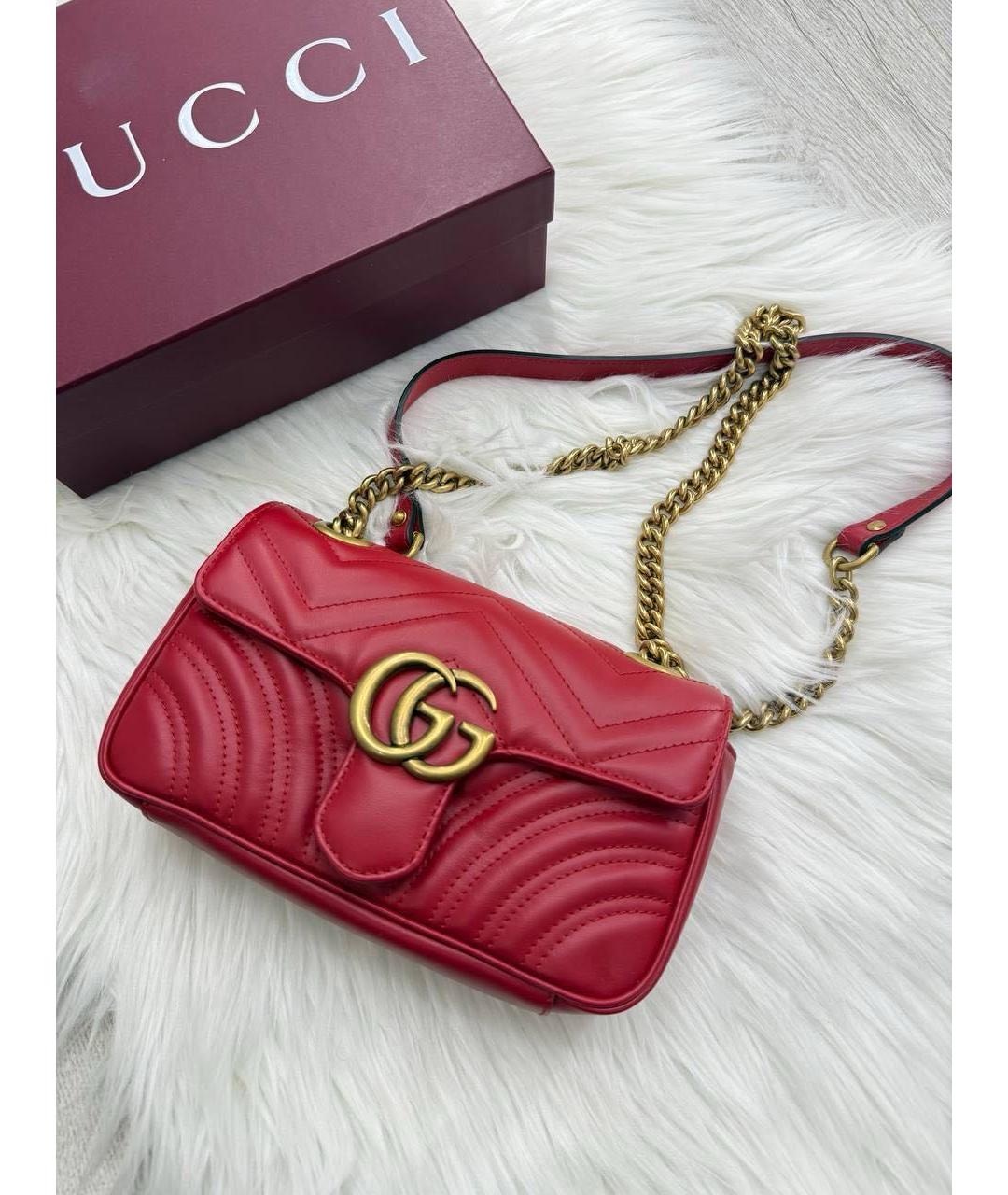 GUCCI Красная кожаная сумка через плечо, фото 4