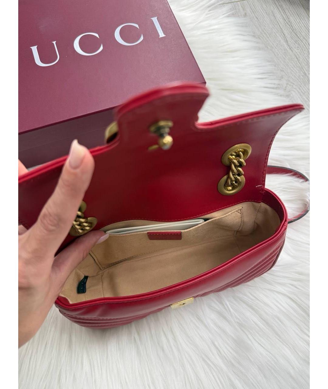 GUCCI Красная кожаная сумка через плечо, фото 3