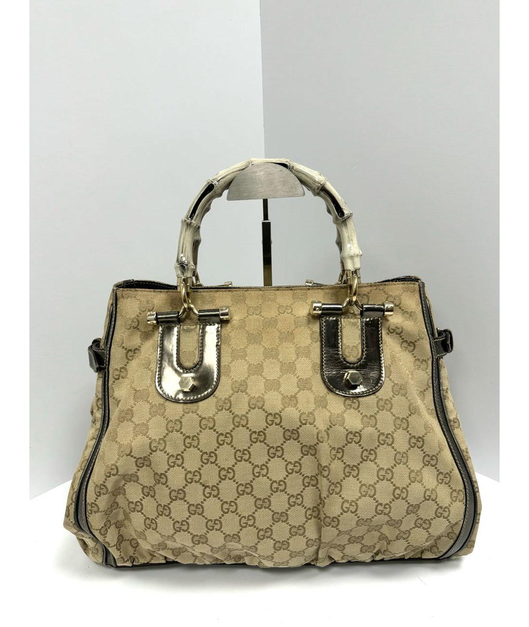 GUCCI Бежевая тканевая сумка тоут, фото 3