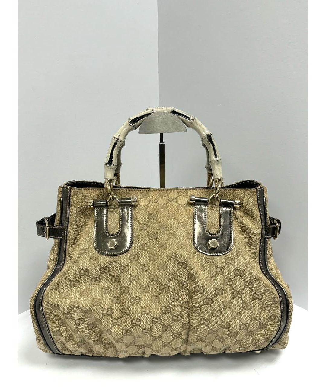 GUCCI Бежевая тканевая сумка тоут, фото 2