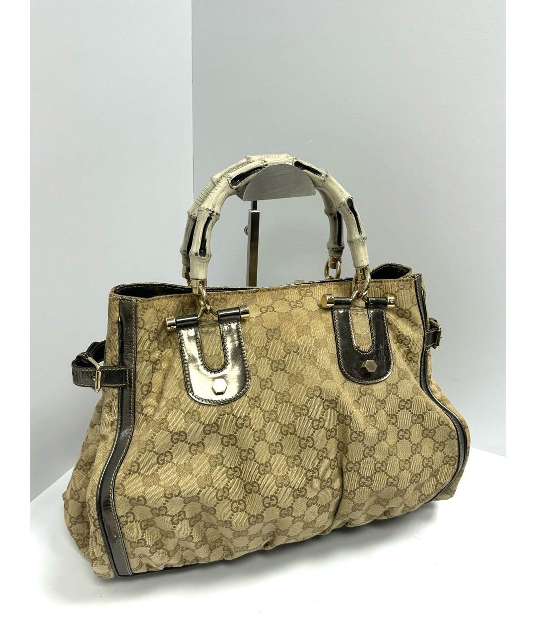 GUCCI Бежевая тканевая сумка тоут, фото 4