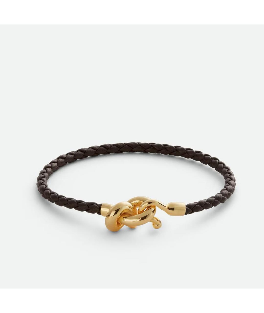 BOTTEGA VENETA Коричневый кожаный браслет, фото 4