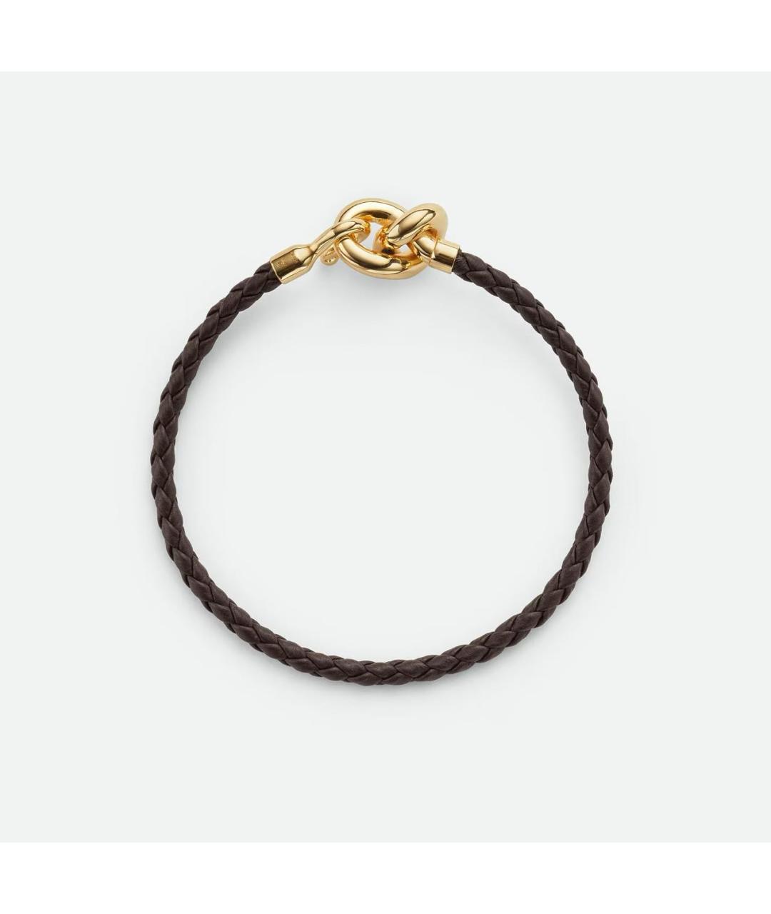 BOTTEGA VENETA Коричневый кожаный браслет, фото 3