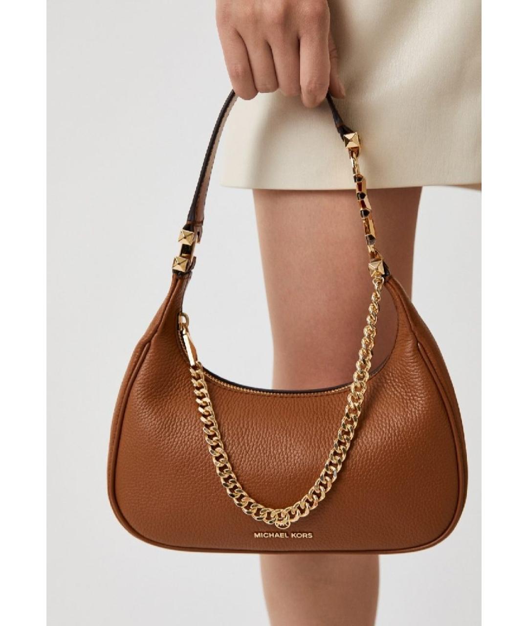 MICHAEL KORS Коричневая кожаная сумка с короткими ручками, фото 4