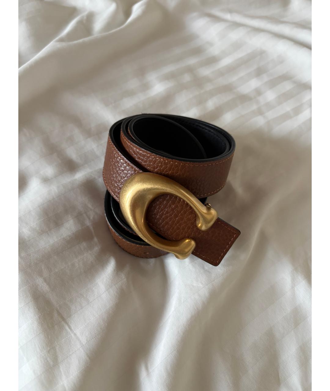 COACH Коричневый кожаный ремень, фото 4