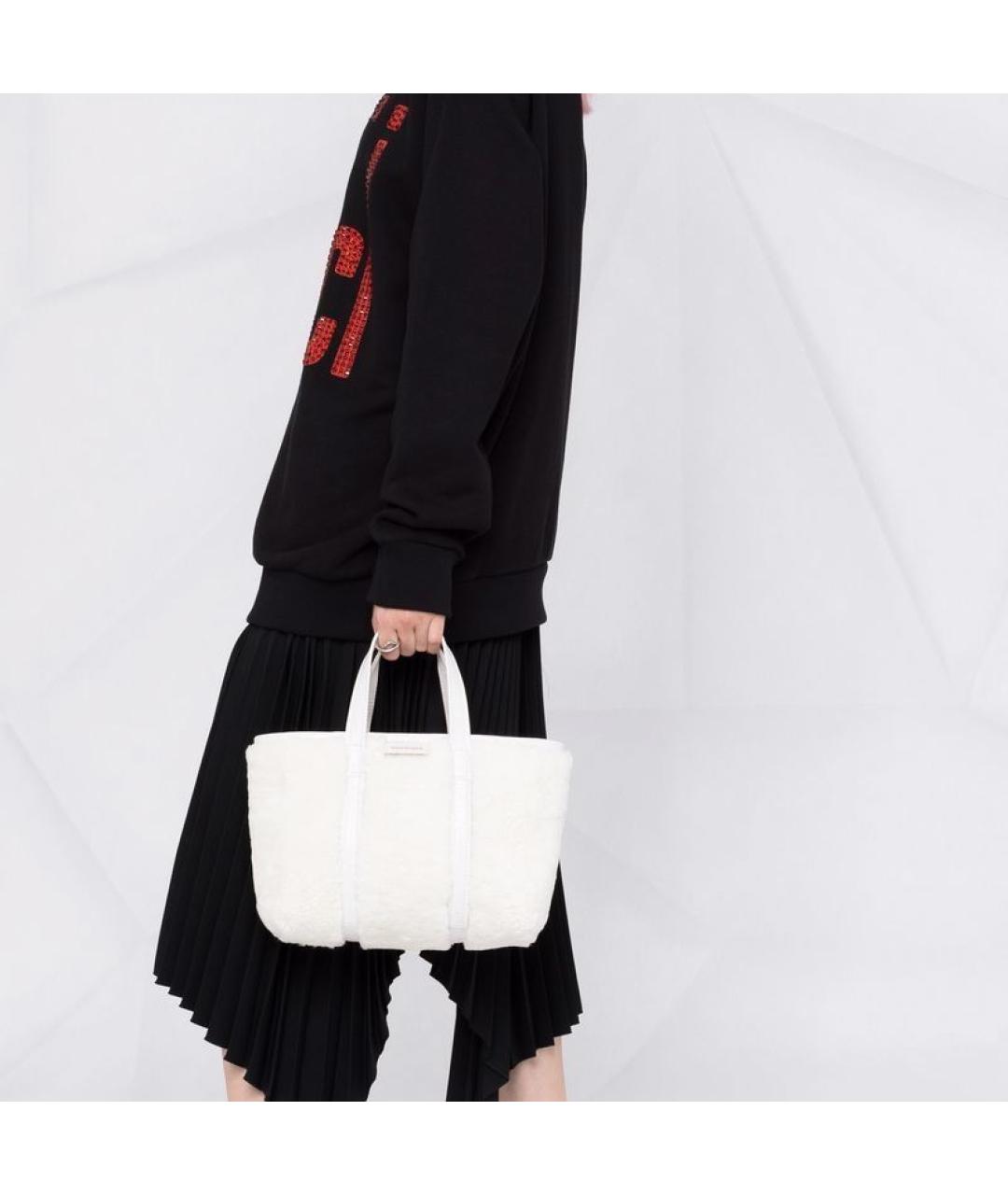 BALENCIAGA Белая кожаная сумка через плечо, фото 6