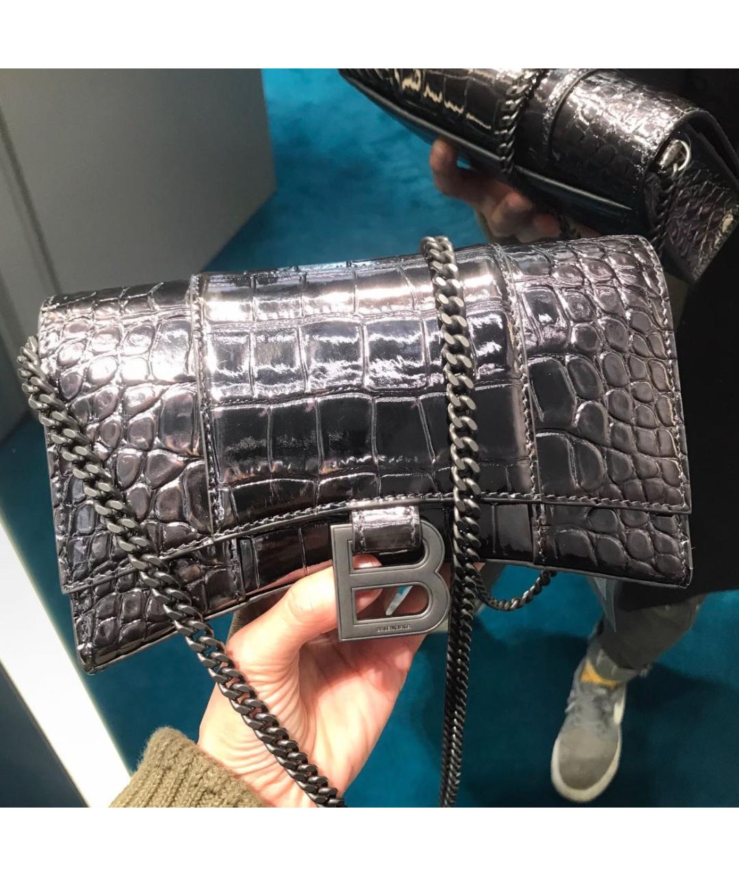 BALENCIAGA Серебряная кожаная сумка через плечо, фото 4