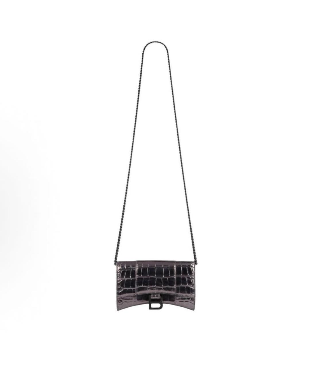 BALENCIAGA Серебряная кожаная сумка через плечо, фото 3