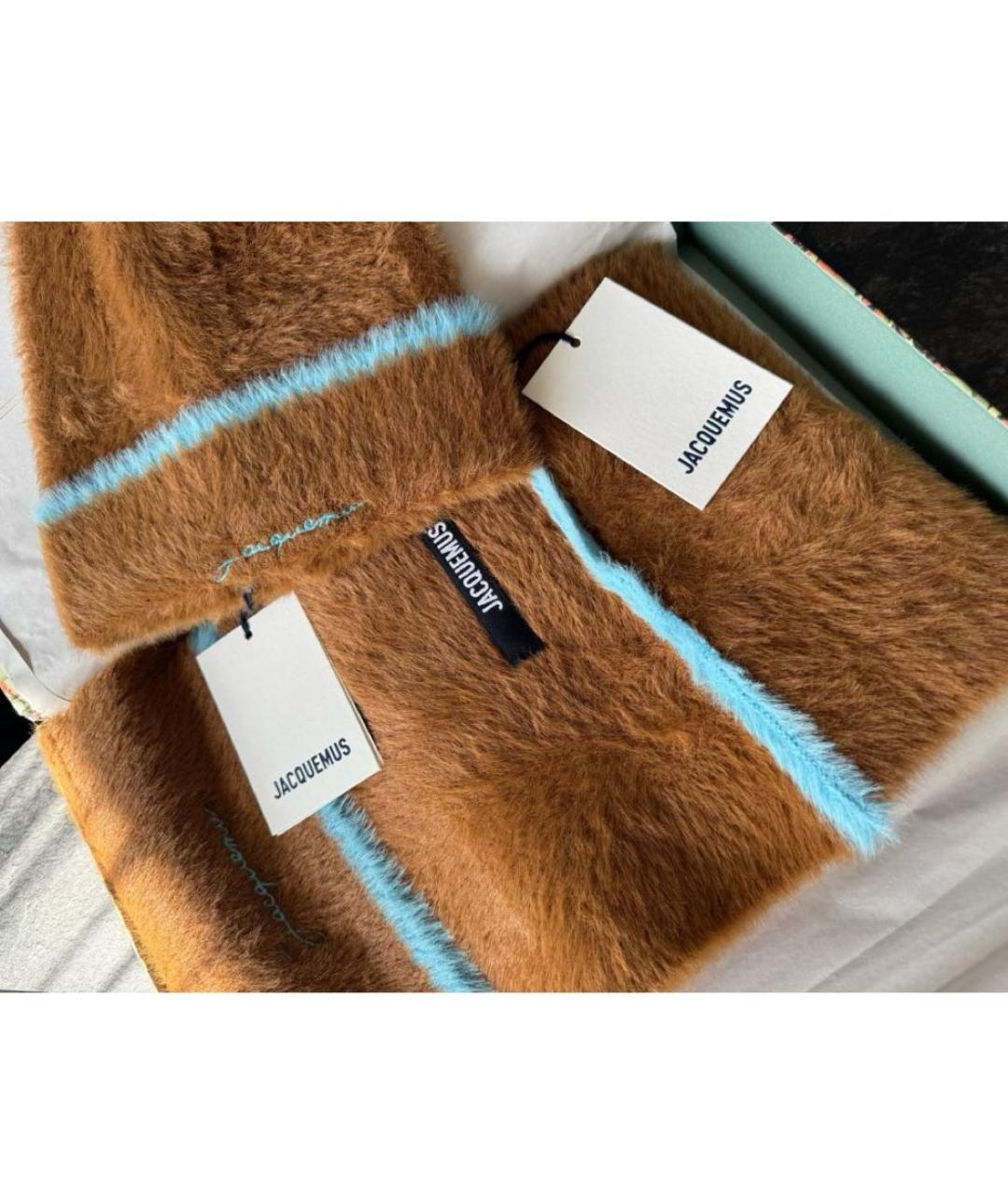 JACQUEMUS Коричневый шерстяной шарф, фото 5