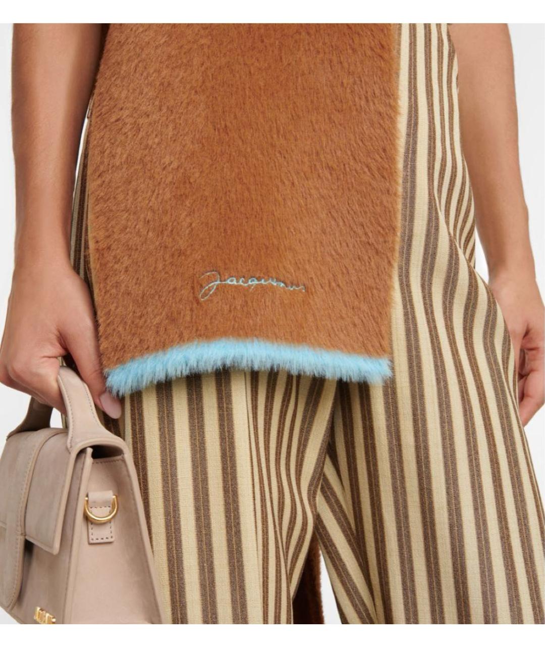 JACQUEMUS Коричневый шерстяной шарф, фото 4