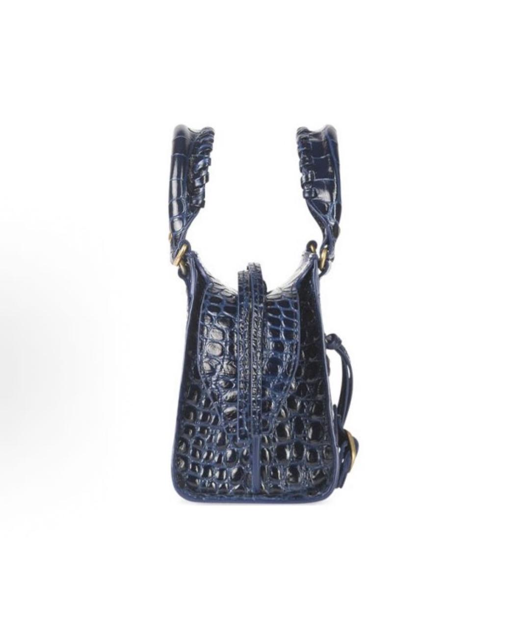 BALENCIAGA Темно-синяя кожаная сумка с короткими ручками, фото 3