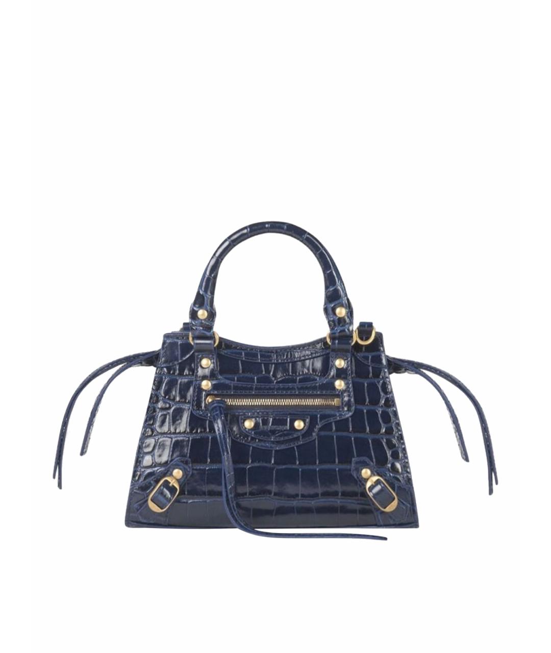 BALENCIAGA Темно-синяя кожаная сумка с короткими ручками, фото 1