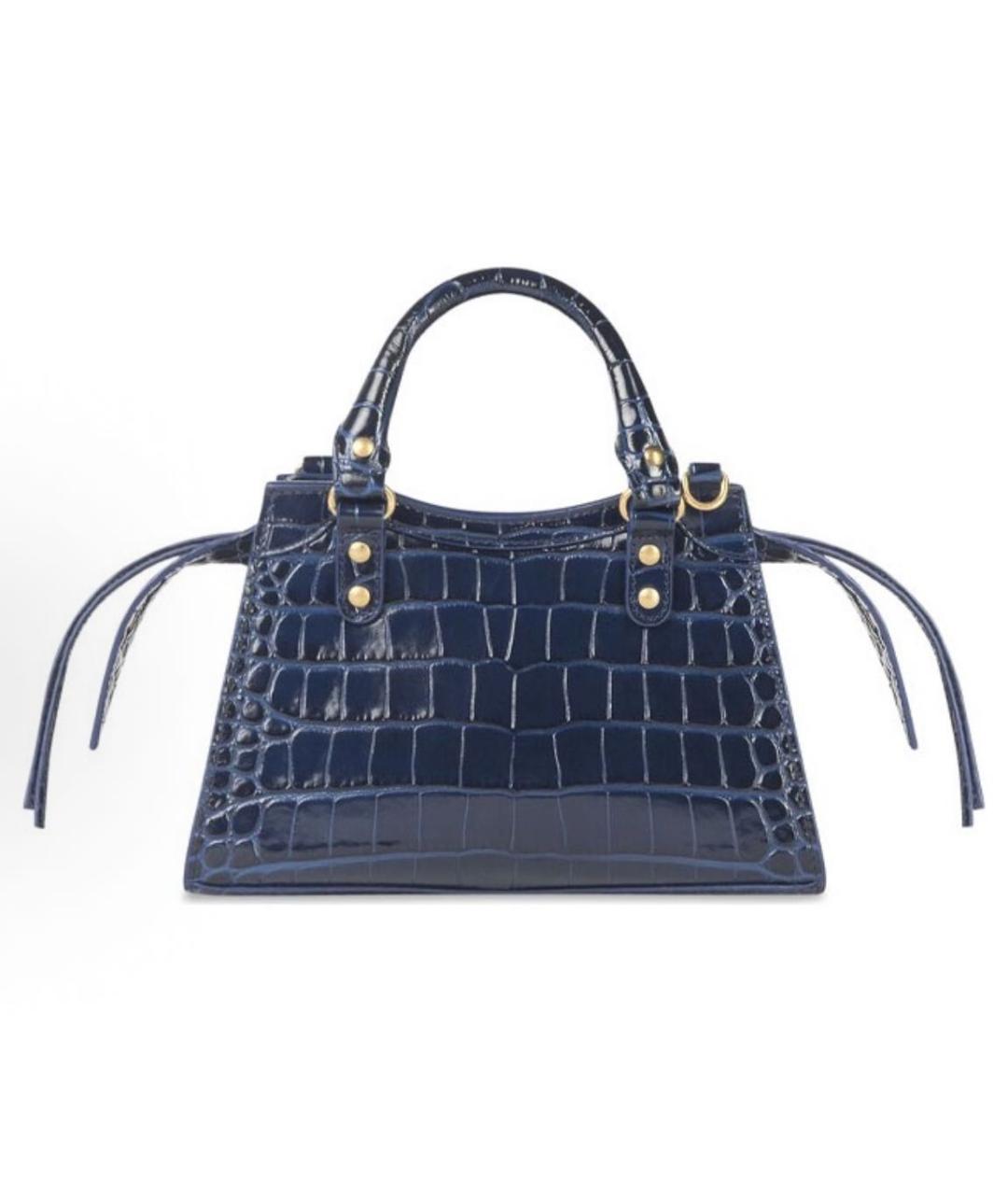 BALENCIAGA Темно-синяя кожаная сумка с короткими ручками, фото 2