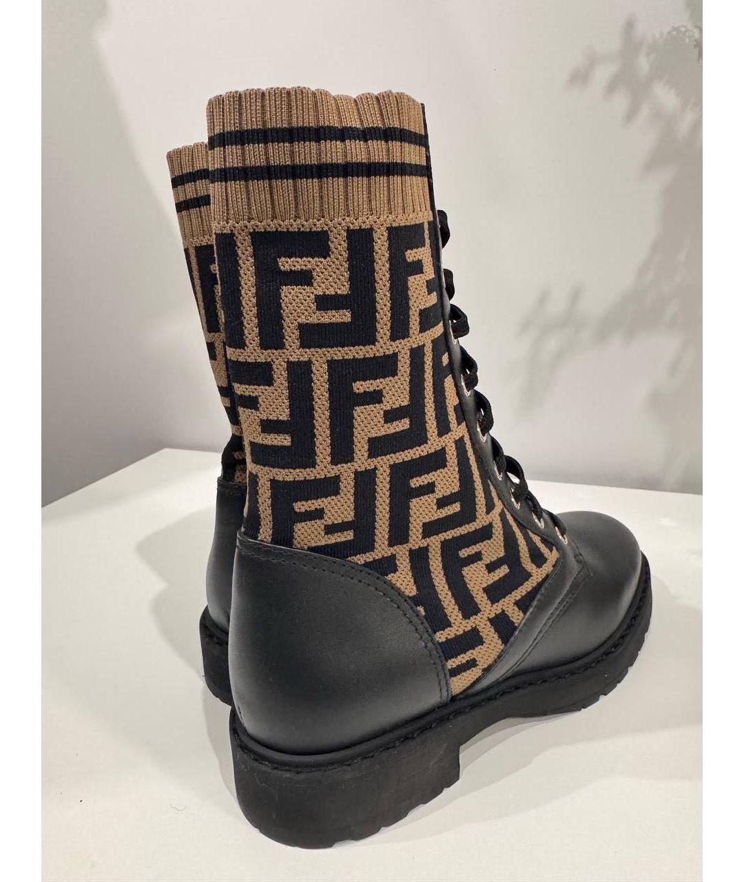 FENDI Черные кожаные ботинки, фото 2