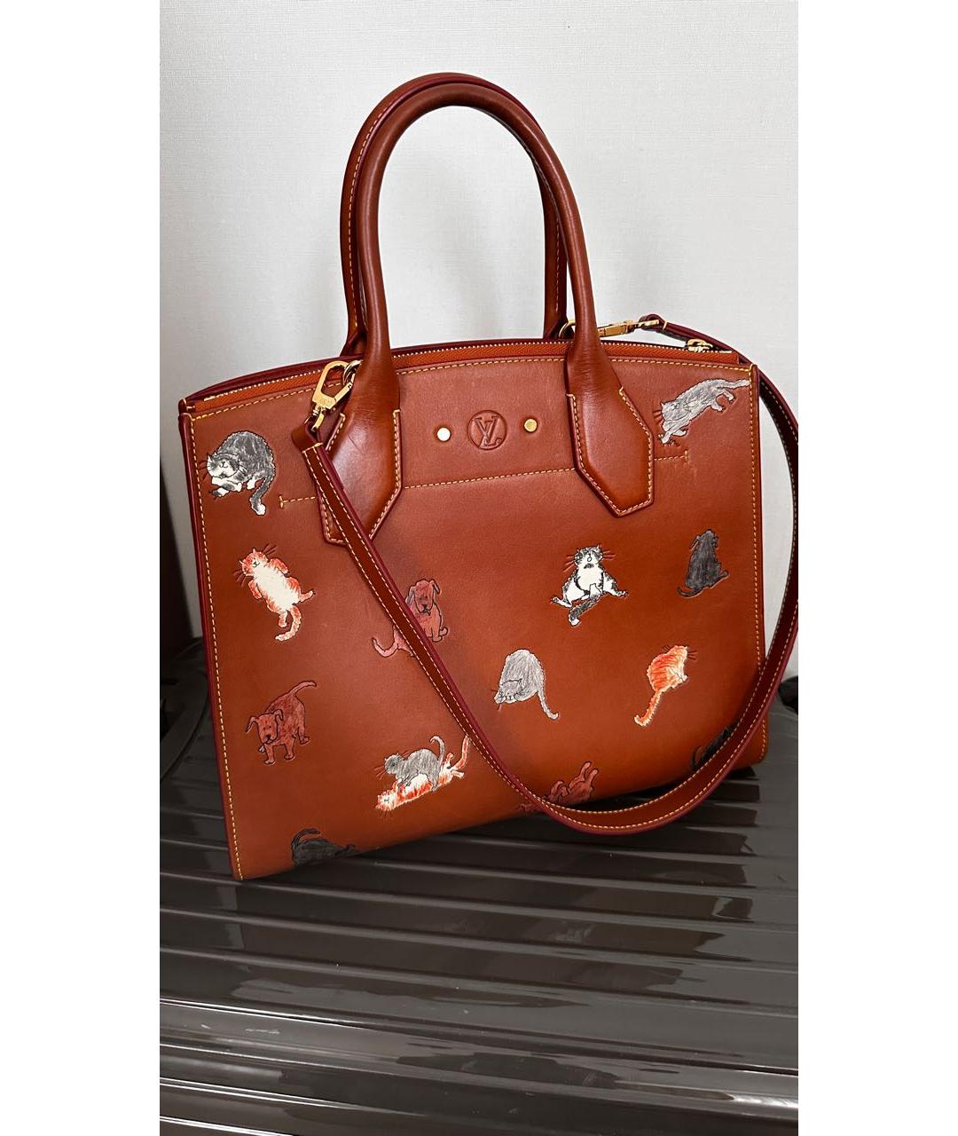 LOUIS VUITTON Коричневая кожаная сумка тоут, фото 4