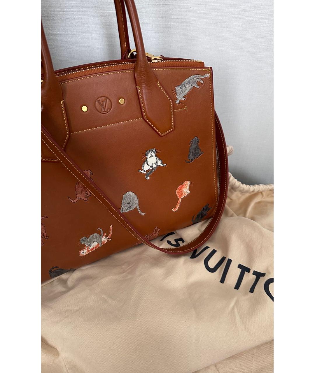 LOUIS VUITTON Коричневая кожаная сумка тоут, фото 2