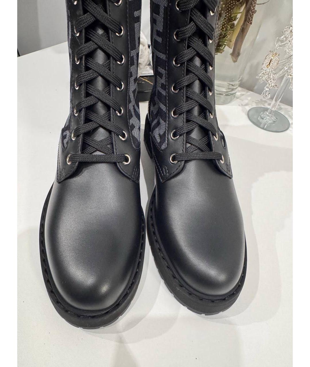 FENDI Черные кожаные ботинки, фото 4