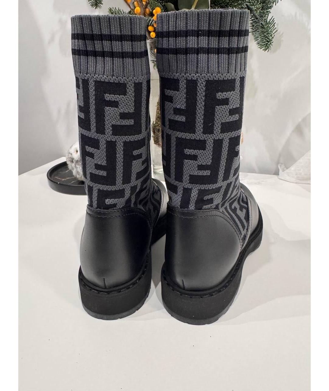 FENDI Черные кожаные ботинки, фото 2