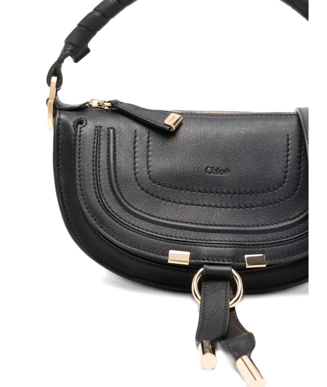 CHLOE Черная кожаная сумка с короткими ручками, фото 2