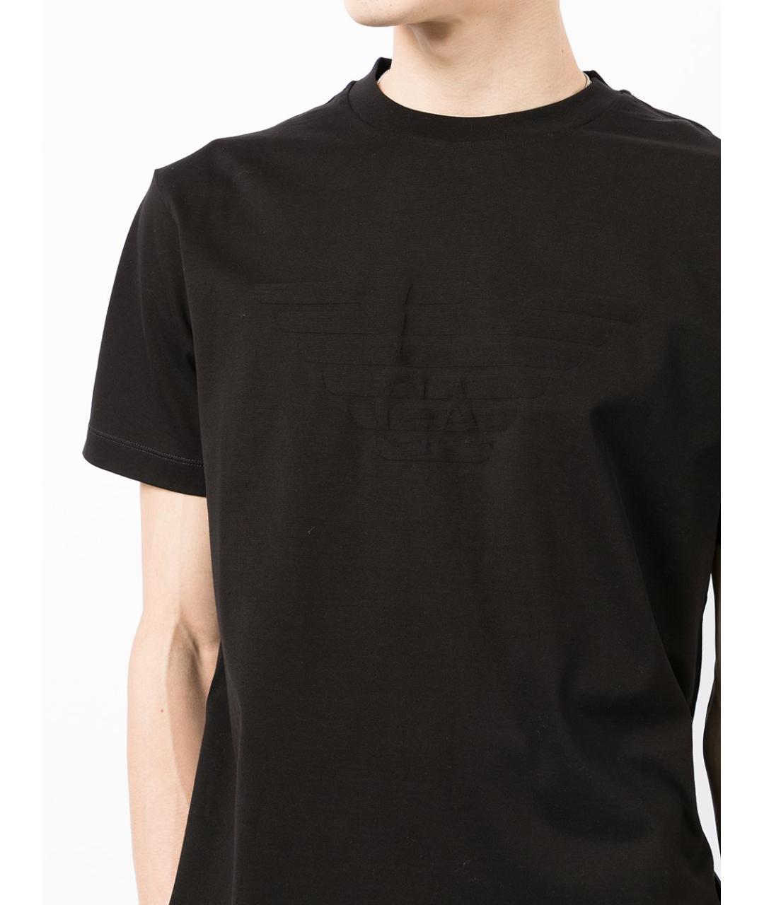 EMPORIO ARMANI Черная хлопковая футболка, фото 5
