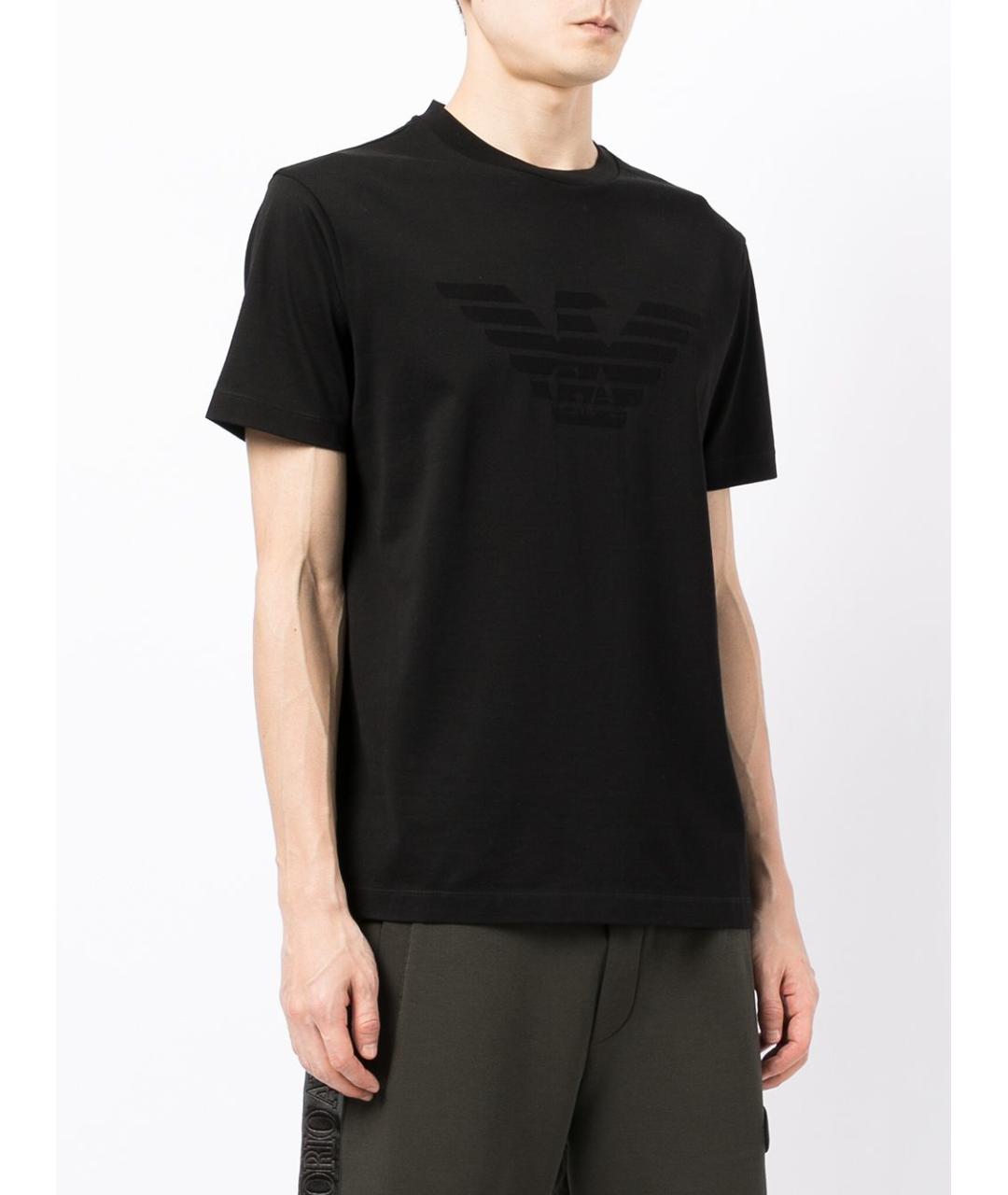 EMPORIO ARMANI Черная хлопковая футболка, фото 4