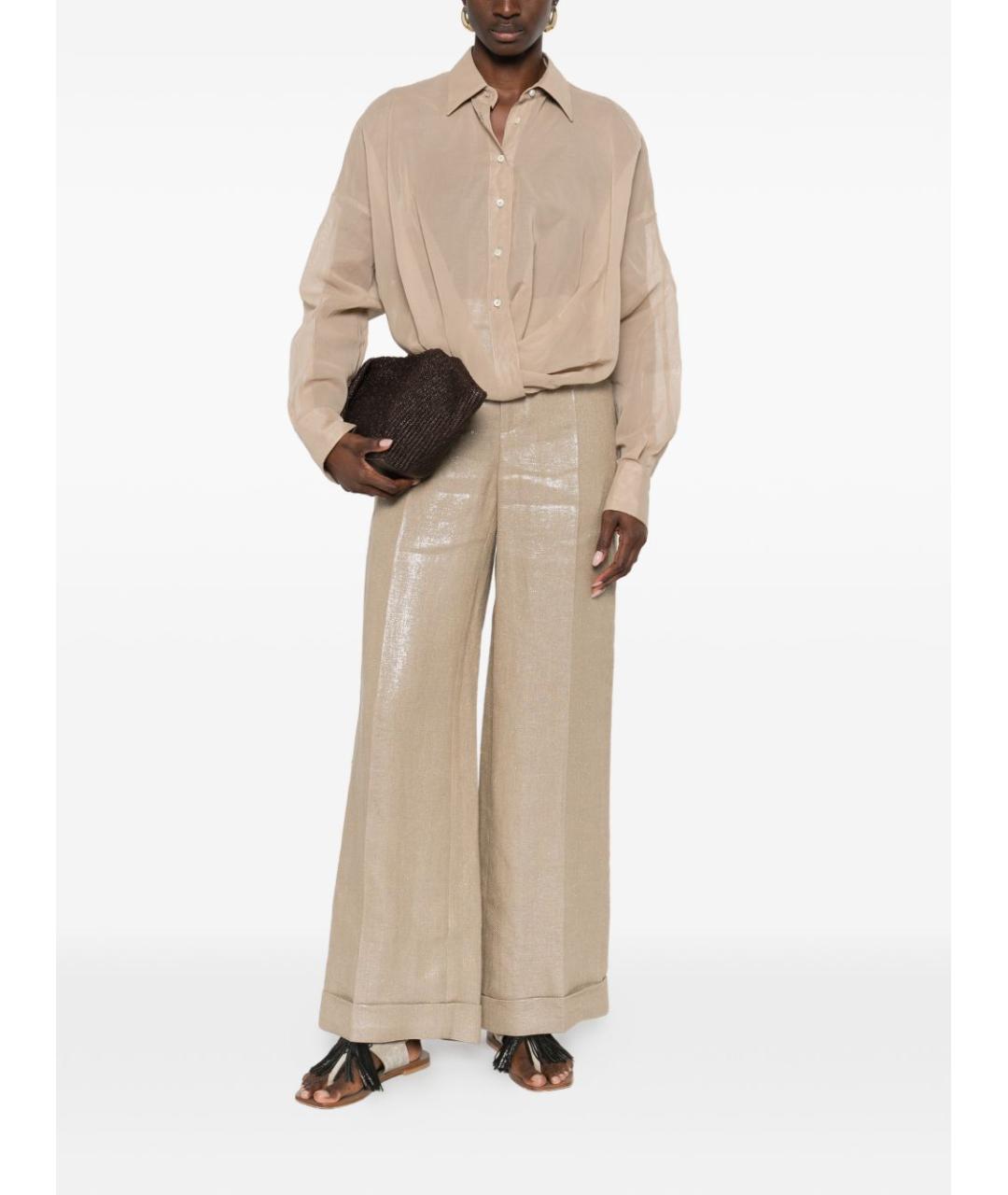 BRUNELLO CUCINELLI Коричневая хлопковая рубашка, фото 3