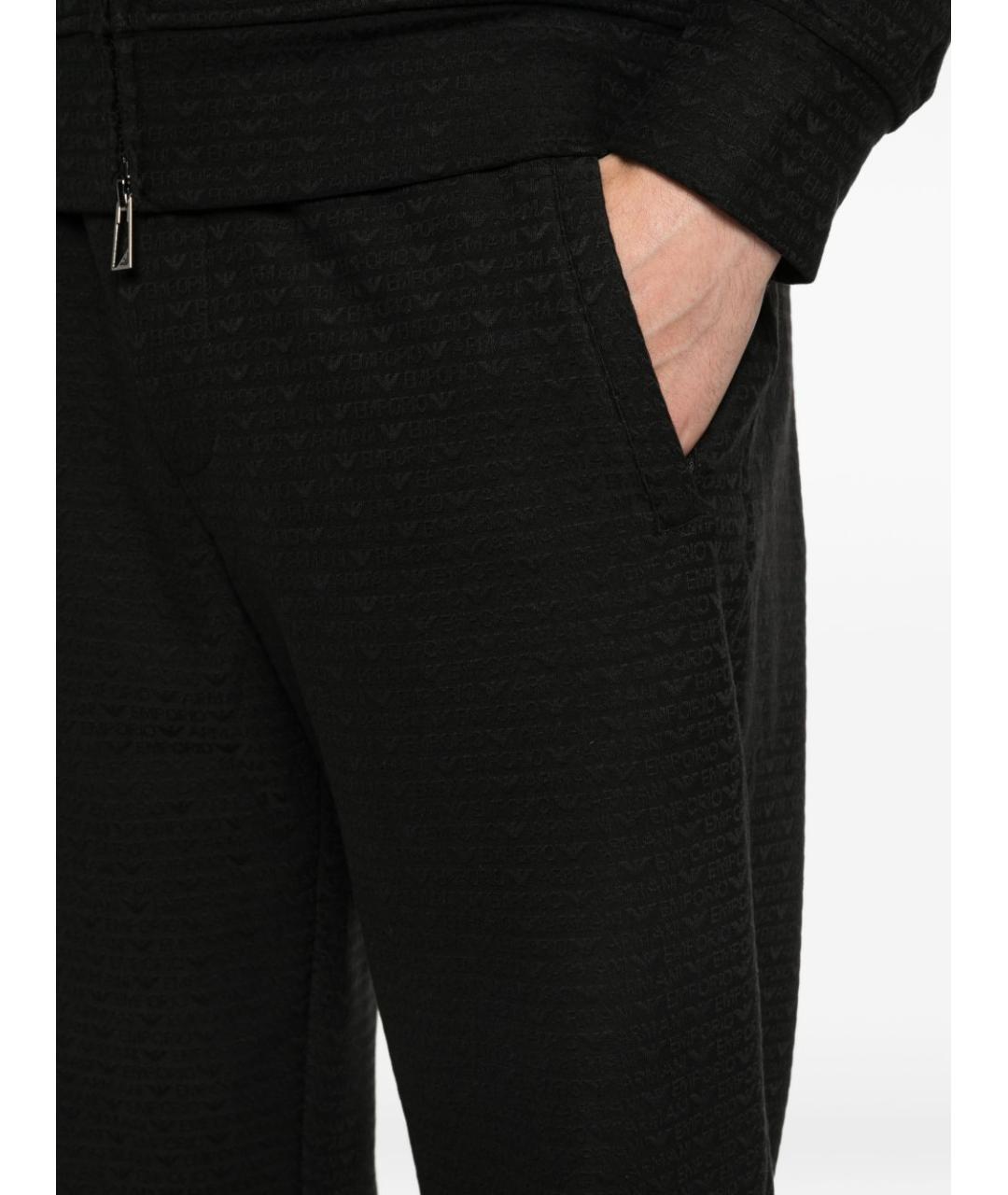 EMPORIO ARMANI Черные хлопковые повседневные брюки, фото 2