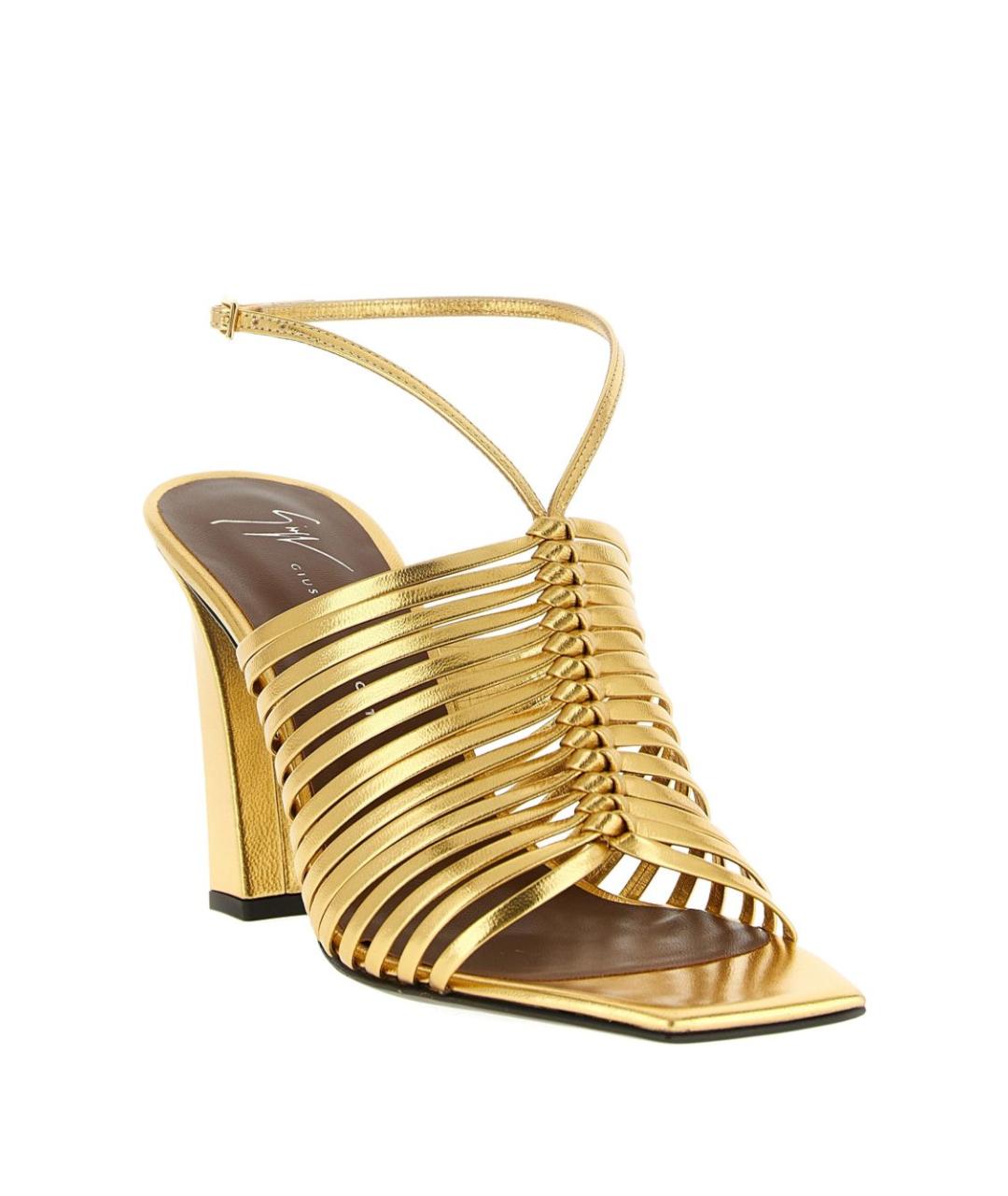 GIUSEPPE ZANOTTI DESIGN Золотые кожаные босоножки, фото 4