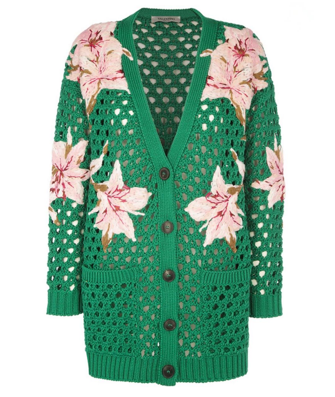 VALENTINO Зеленый хлопковый кардиган, фото 1