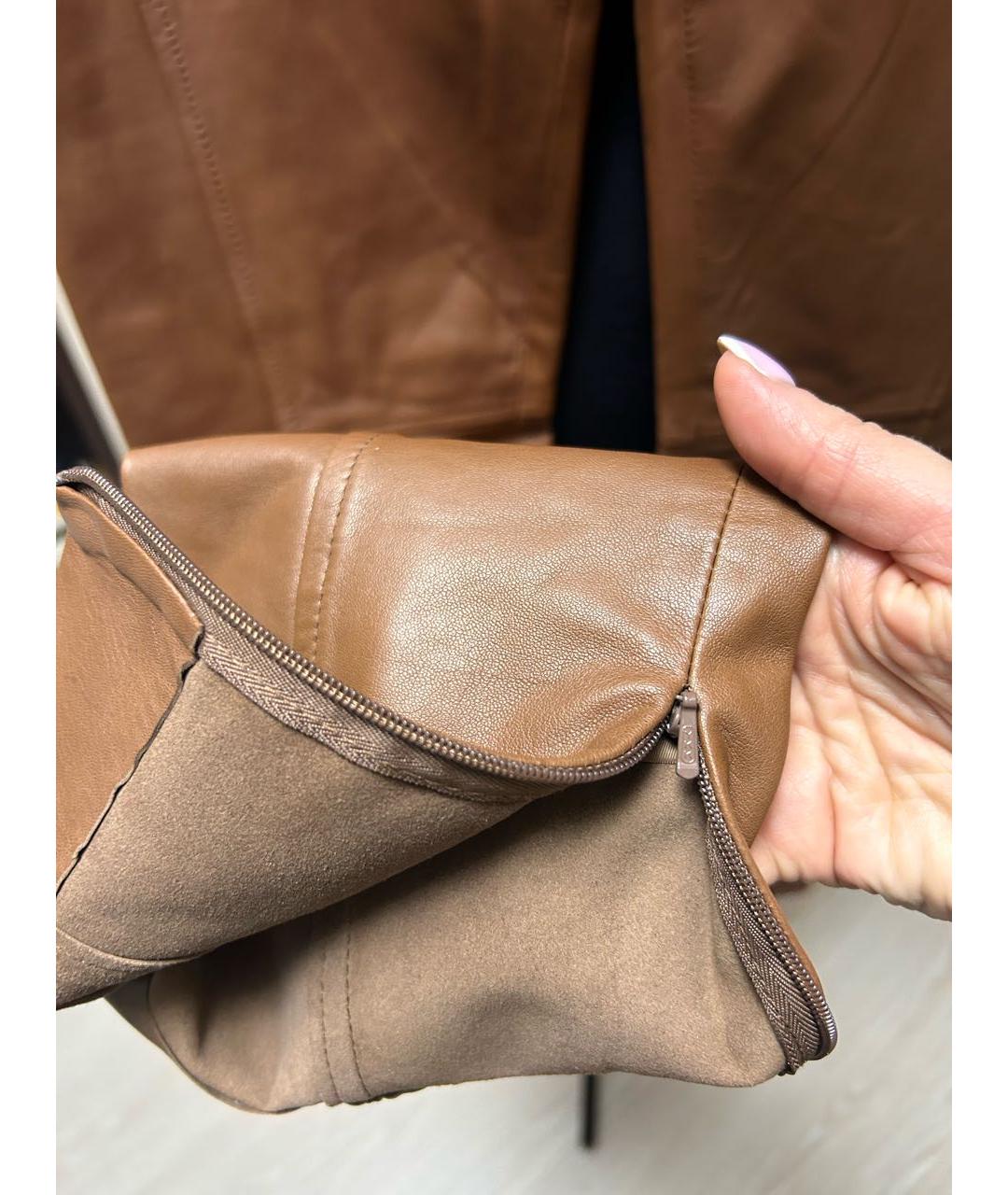 RALPH LAUREN Коричневые кожаные брюки узкие, фото 6