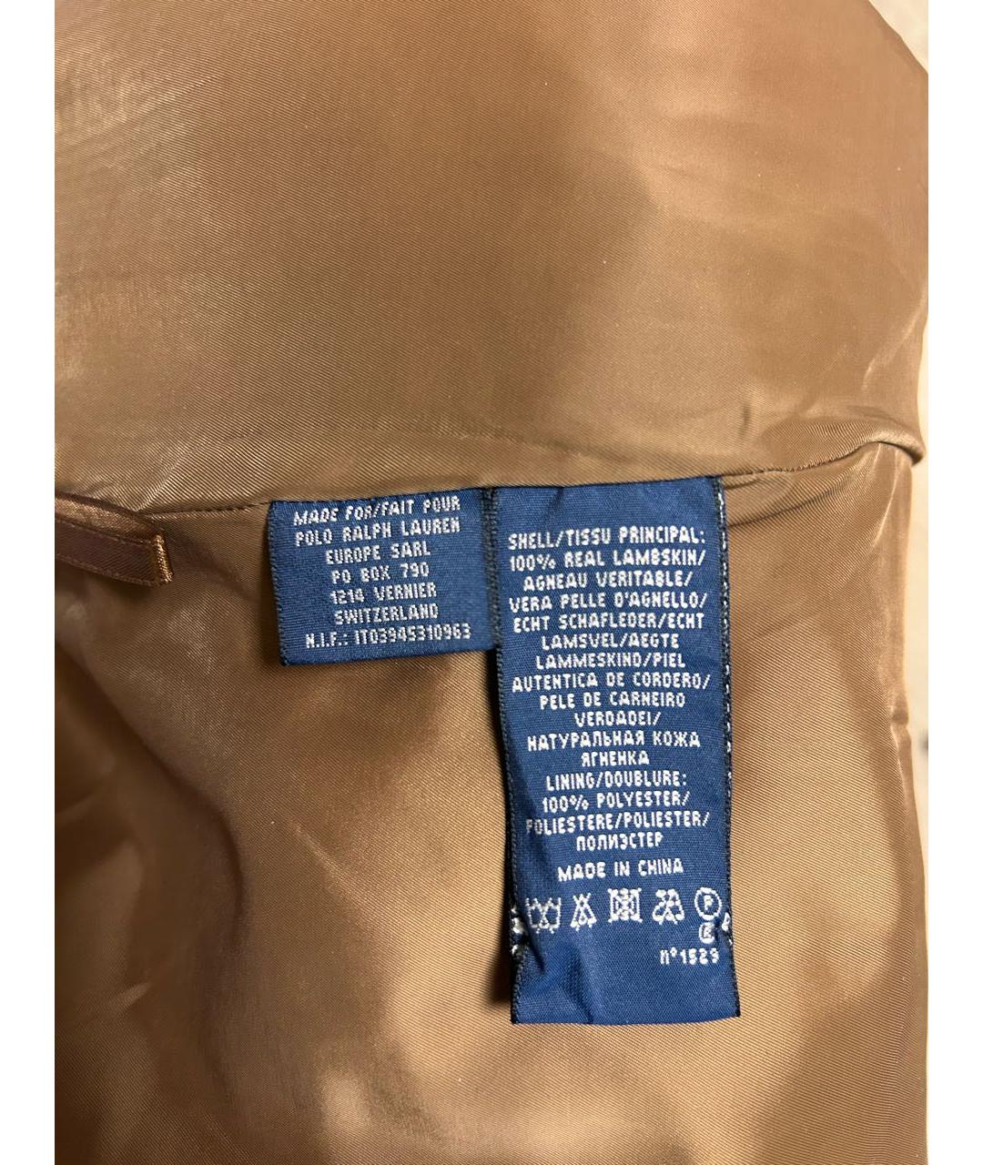 RALPH LAUREN Коричневые кожаные брюки узкие, фото 7