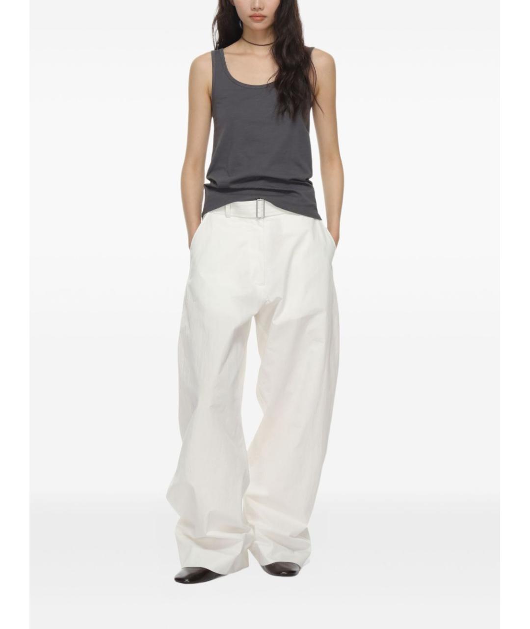 STUDIO NICHOLSON Белые хлопковые прямые брюки, фото 4
