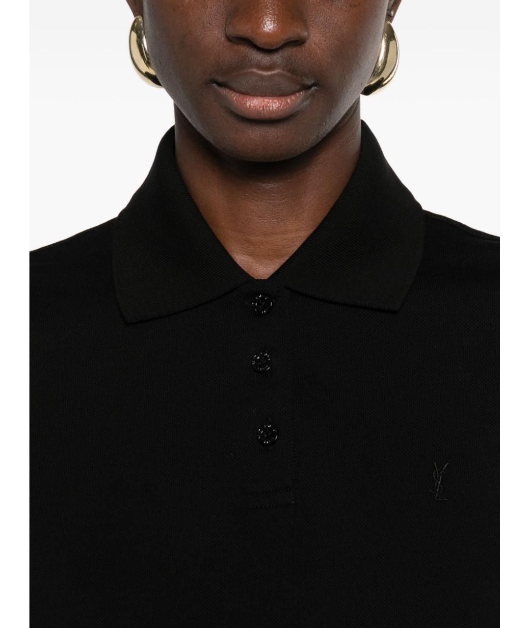 SAINT LAURENT Черное хлопковое повседневное платье, фото 4