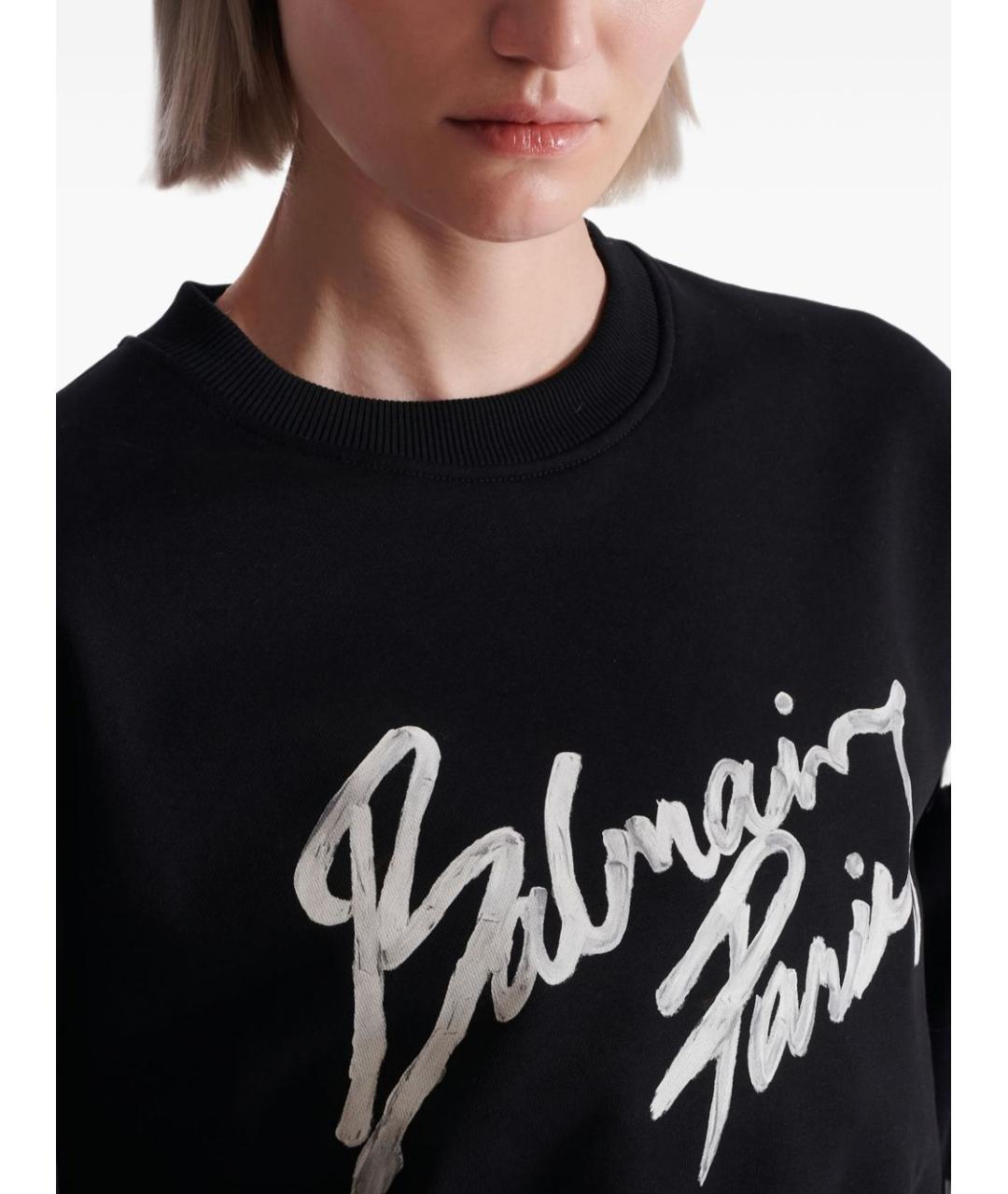 BALMAIN Черный хлопковый джемпер / свитер, фото 4